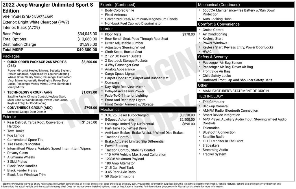 Used 2022 Jeep Wrangler Unlimited Sport AWD/4WD image 15