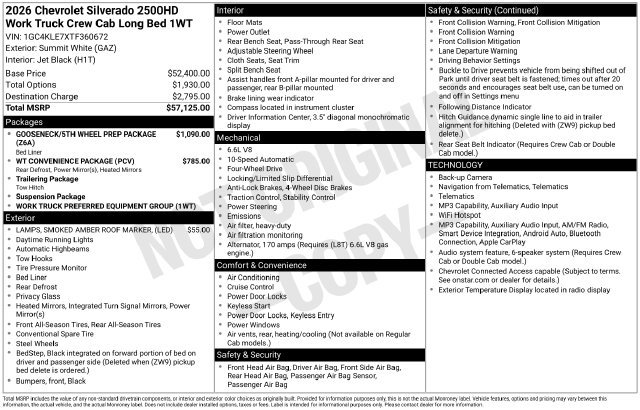 New 2026 Chevrolet Silverado 2500 W/T AWD/4WD image 31