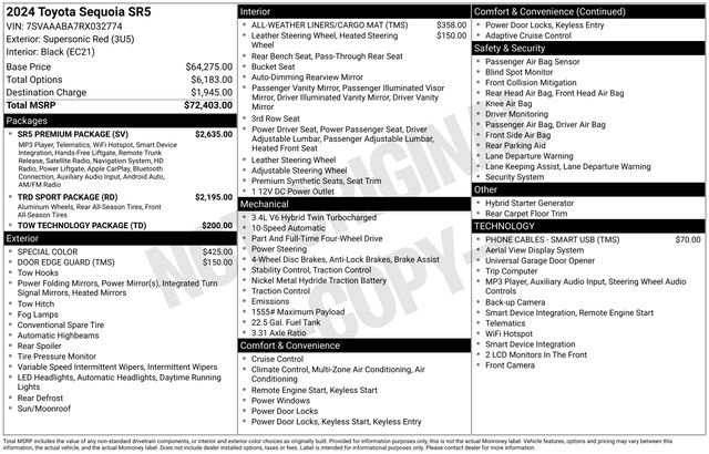 Used 2024 Toyota Sequoia SR5 w/ SR5 Premium Package AWD/4WD image 44