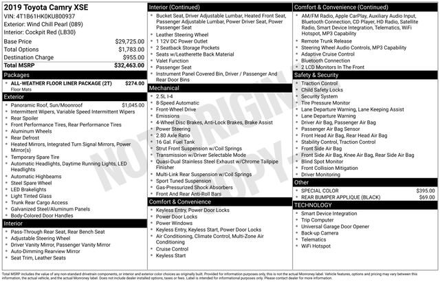 Used 2019 Toyota Camry XSE FWD image 37