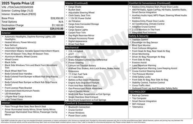 Used 2025 Toyota Prius LE image 10