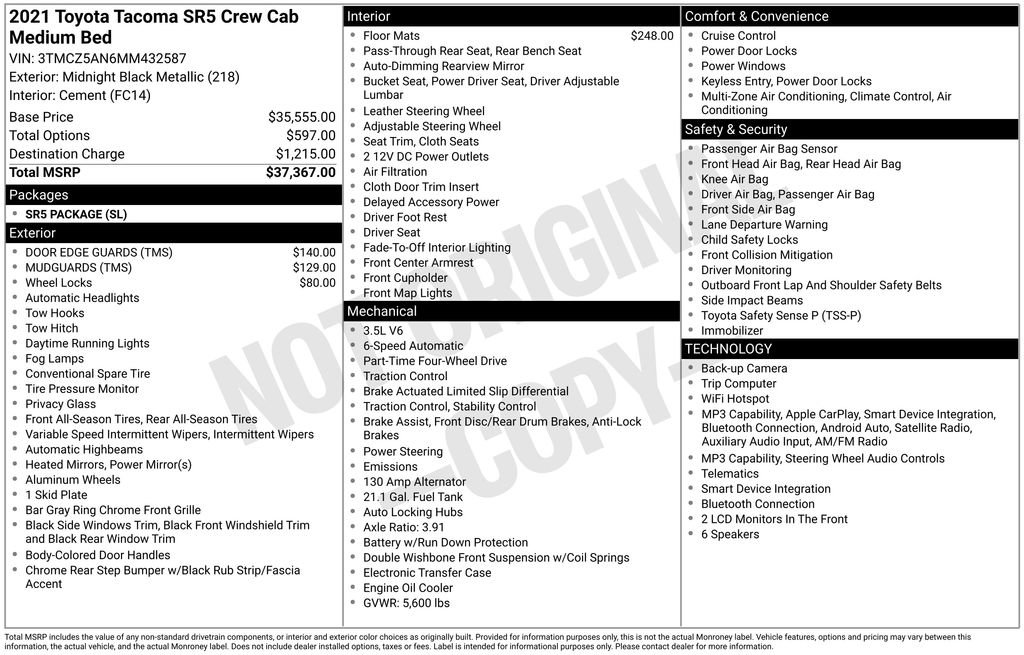 Certified 2021 Toyota Tacoma SR5 AWD/4WD image 3