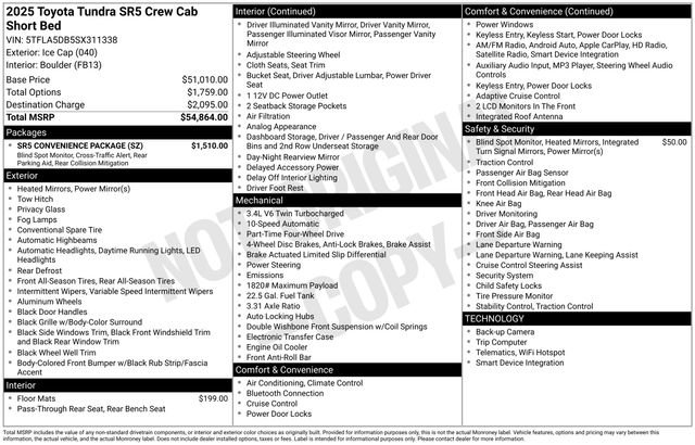 Certified 2025 Toyota Tundra SR5 w/ SR5 Convenience Package AWD/4WD image 3