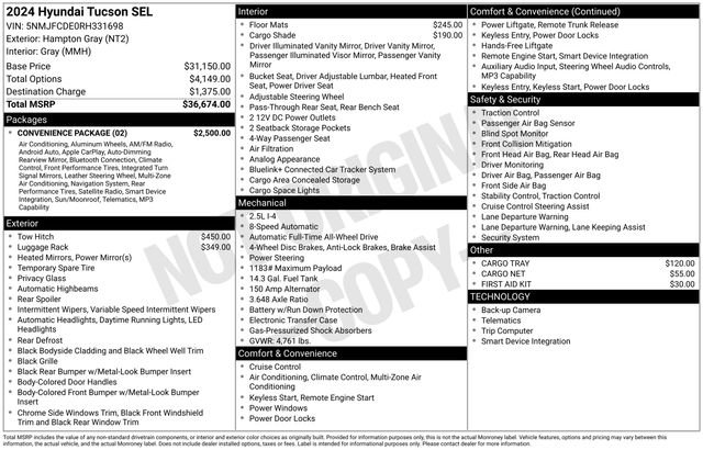 Used 2024 Hyundai Tucson SEL w/ Convenience Package AWD/4WD image 10