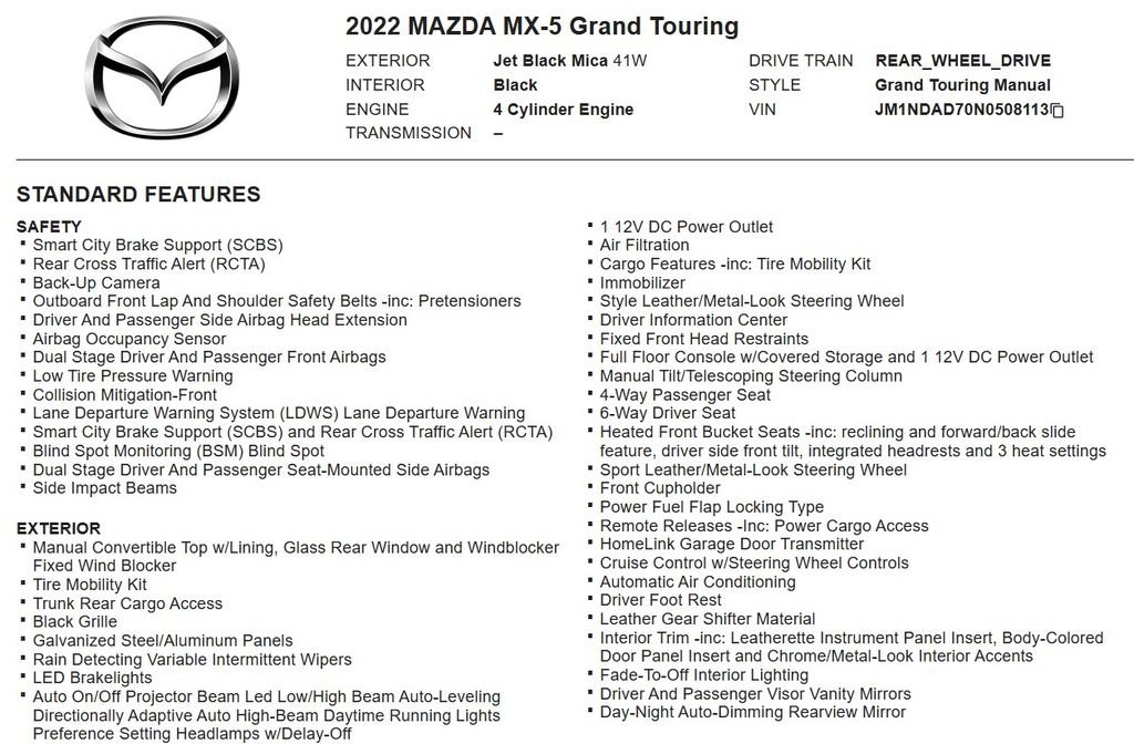 Used 2022 MAZDA MX-5 Miata Grand Touring w/ Weather Package RWD image 17