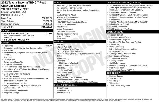 Used 2022 Toyota Tacoma TRD Off-Road w/ Technology Package image 35