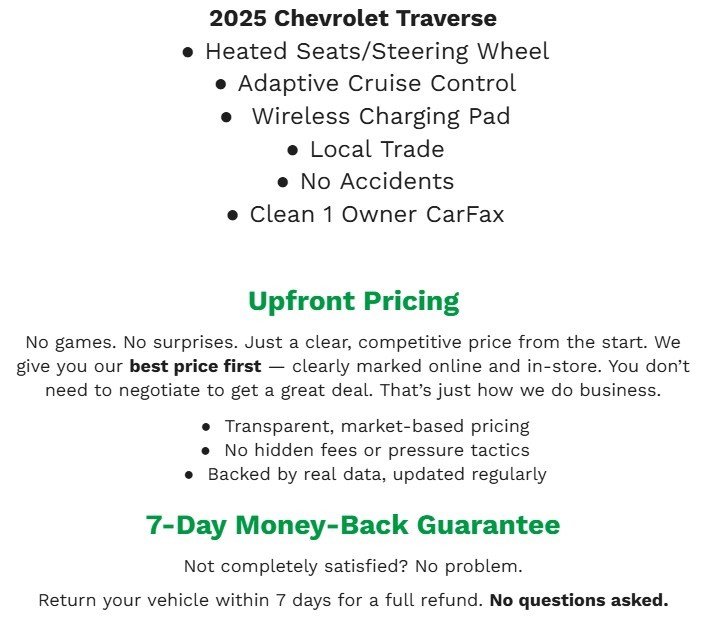 Used 2025 Chevrolet Traverse LT w/ LPO, Floor Liner Package image 2