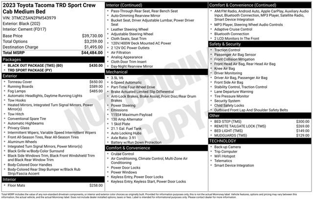 Certified 2023 Toyota Tacoma TRD Sport w/ Black Out Package (TMS) image 32