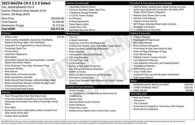 Certified 2023 MAZDA CX-5 AWD 2.5 S w/ Select Package image 18