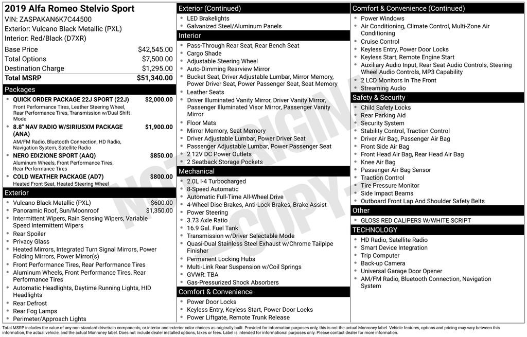 Used 2019 Alfa Romeo Stelvio Sport w/ Quick Order Package 22J Sport image 4