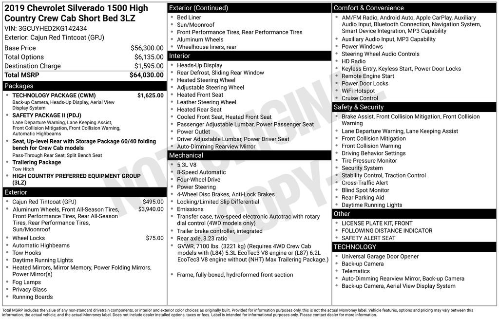 Used 2019 Chevrolet Silverado 1500 High Country w/ Technology Package image 10