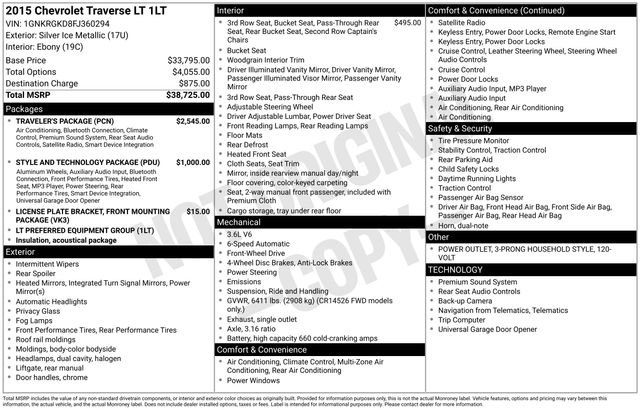 Used 2015 Chevrolet Traverse LT w/ Traveler's Package image 6