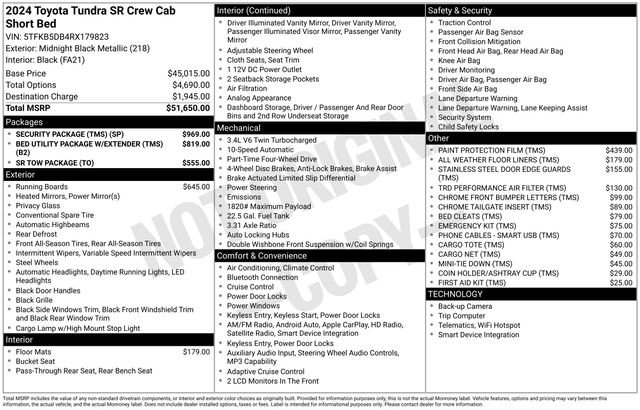 Used 2024 Toyota Tundra SR w/ Security Package (TMS) AWD/4WD image 24