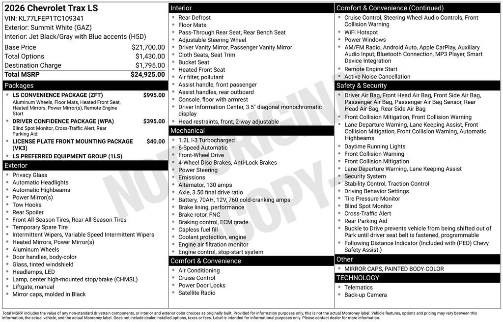 New 2026 Chevrolet Trax LS w/ LS Convenience Package image 47