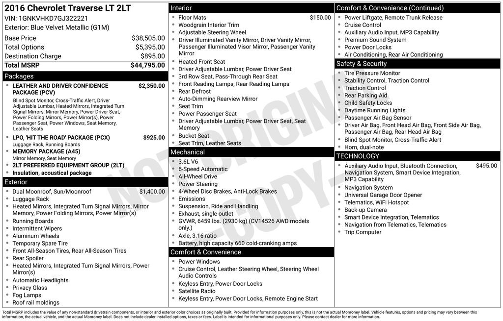 Used 2016 Chevrolet Traverse LT AWD/4WD image 31