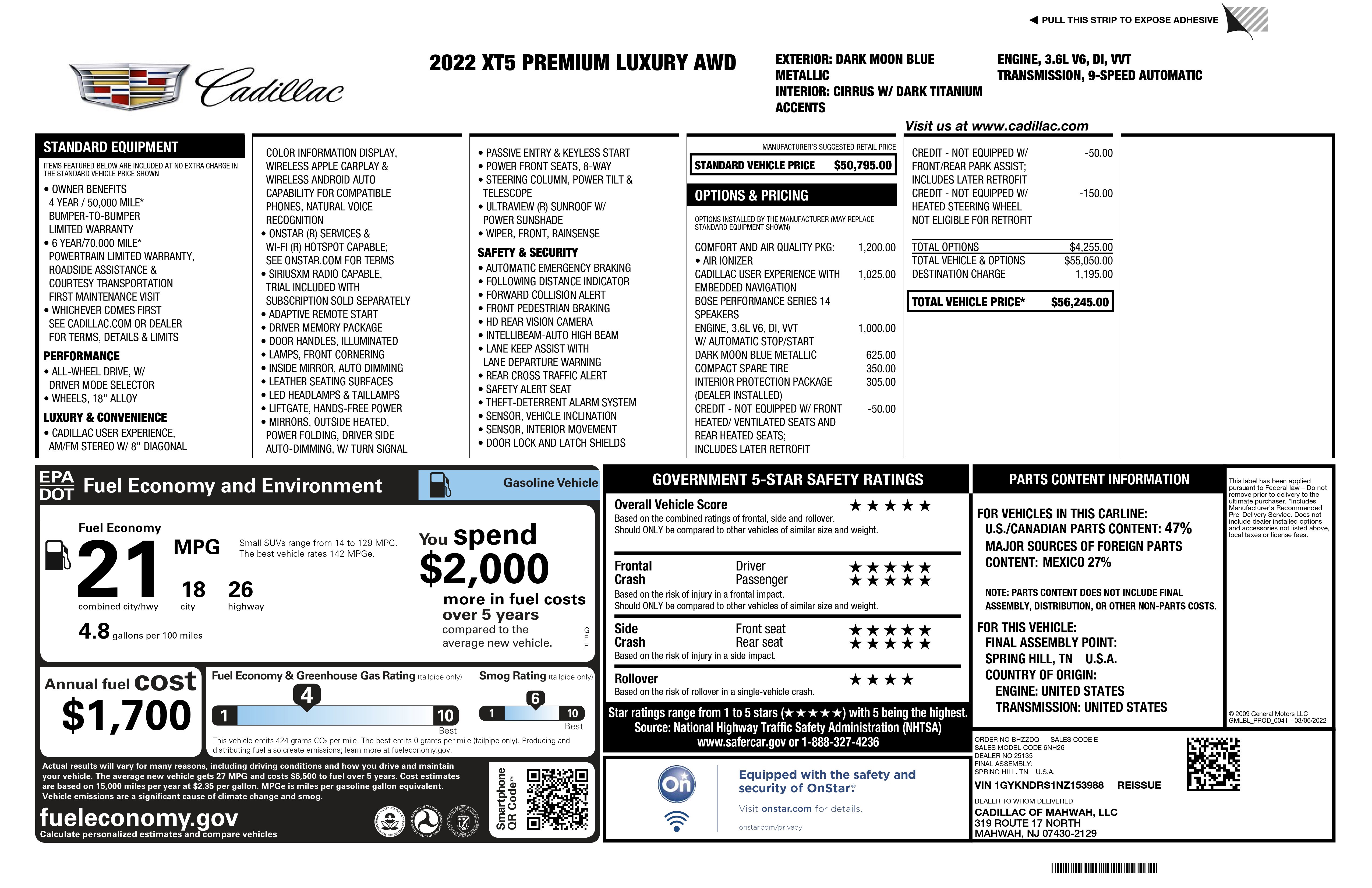 Used 2022 Cadillac XT5 Premium Luxury image 2