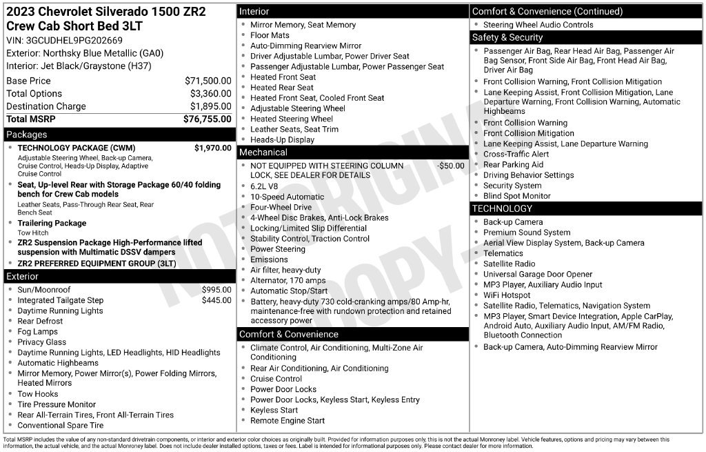 Used 2023 Chevrolet Silverado 1500 ZR2 w/ Technology Package AWD/4WD image 26