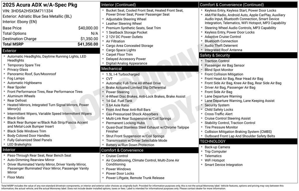 Certified 2025 Acura ADX A-Spec AWD/4WD image 4