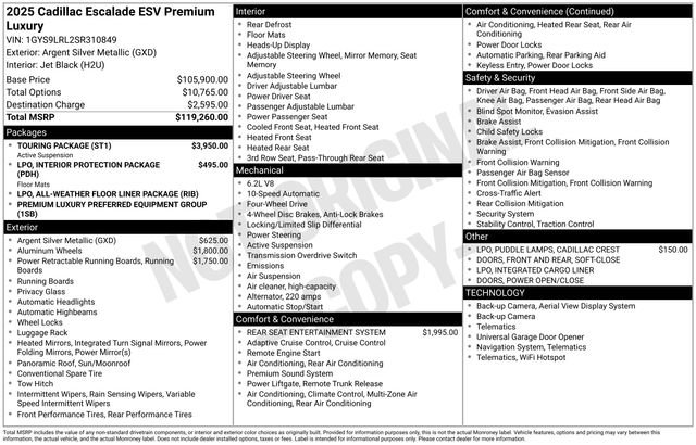 Used 2025 Cadillac Escalade ESV Premium Luxury w/ Touring Package AWD/4WD image 8