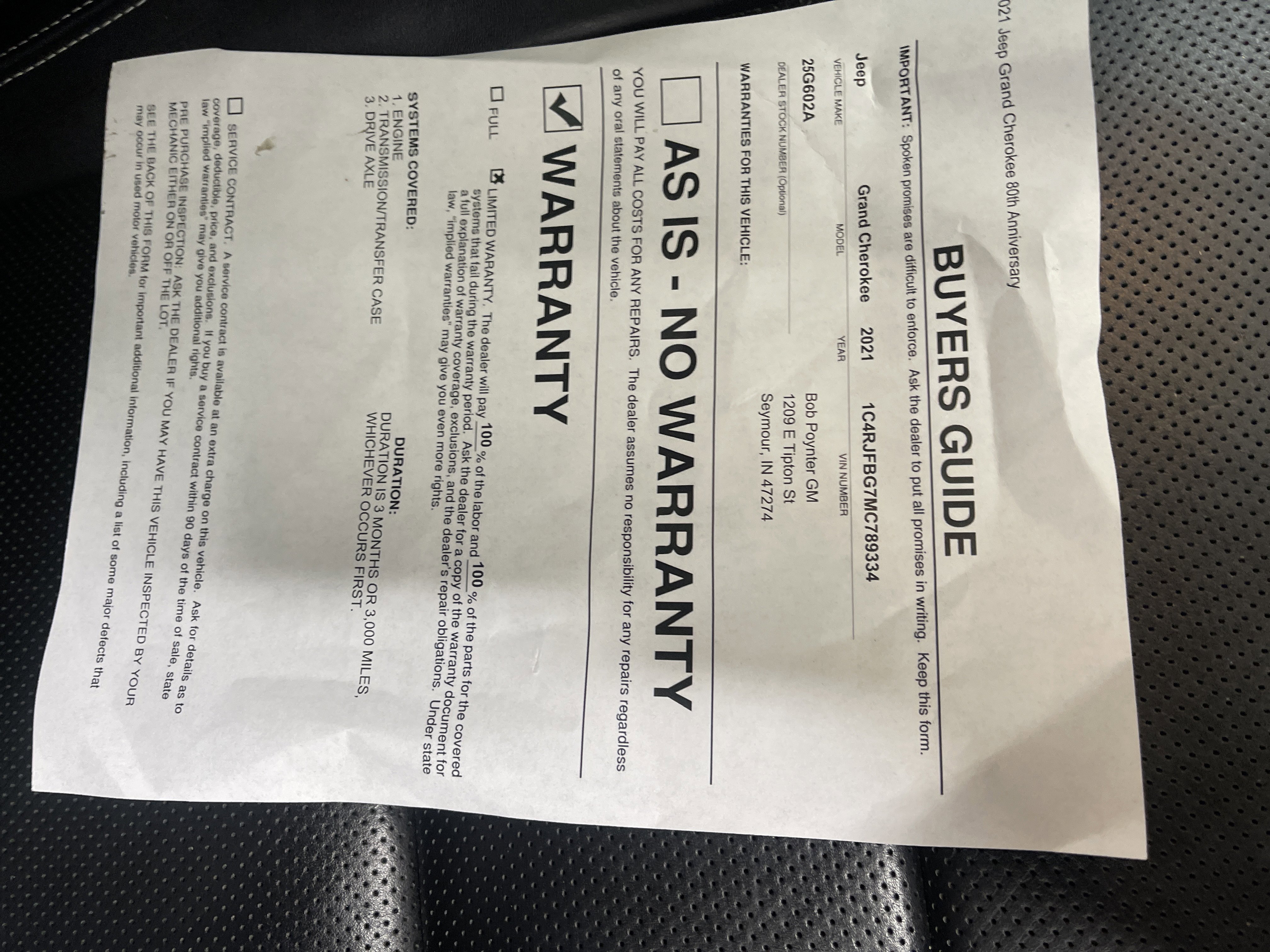 Used 2021 Jeep Grand Cherokee Limited w/ Quick Order Package 28K 80th image 27