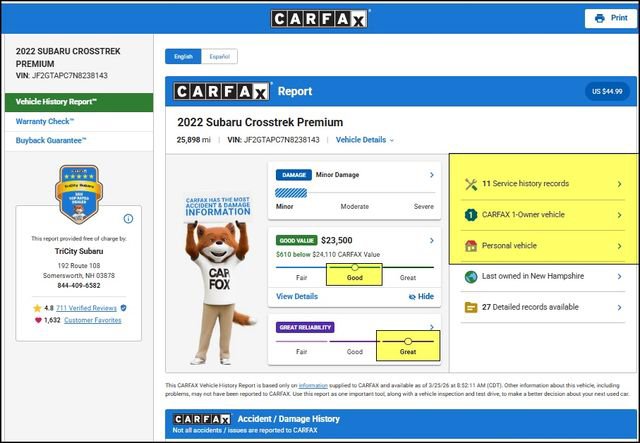 Used 2022 Subaru Crosstrek 2.0i Premium image 11
