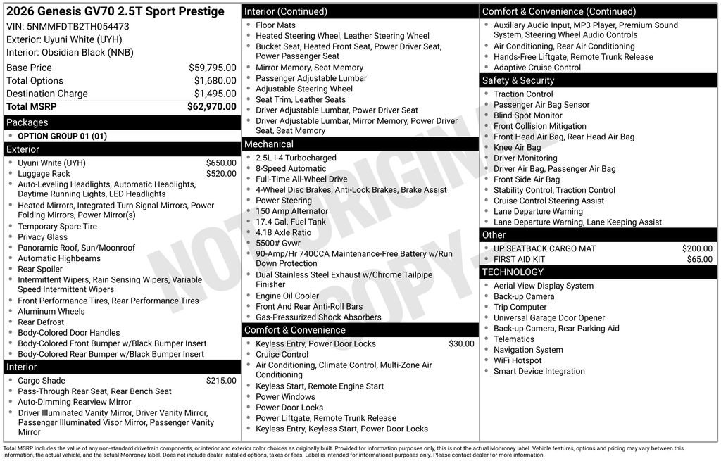 New 2026 Genesis GV70 2.5T Sport Prestige AWD/4WD image 3