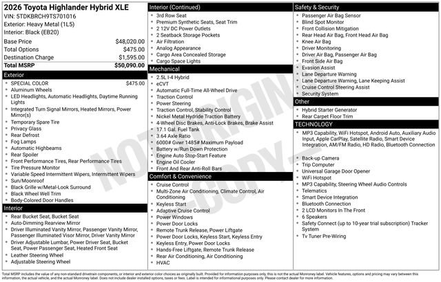 Used 2026 Toyota Highlander XLE AWD/4WD image 24