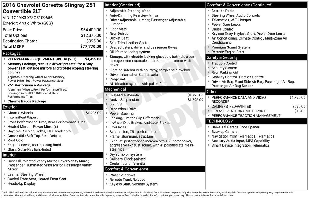 Used 2016 Chevrolet Corvette Stingray Convertible w/ 2LT Preferred Equipment Group image 28