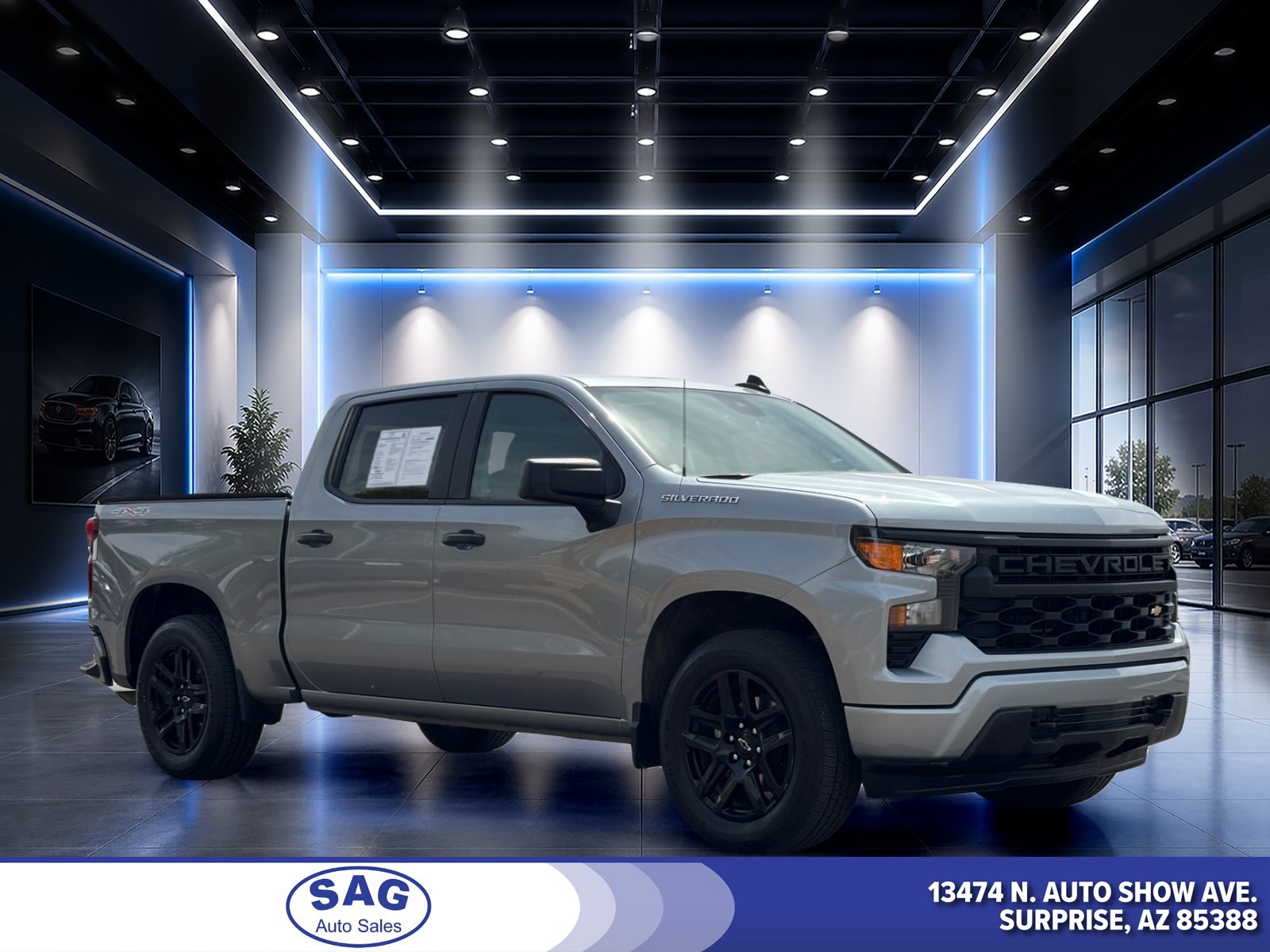 Used 2024 Chevrolet Silverado 1500 Custom w/ Turbomax Blackout Package AWD/4WD image 1
