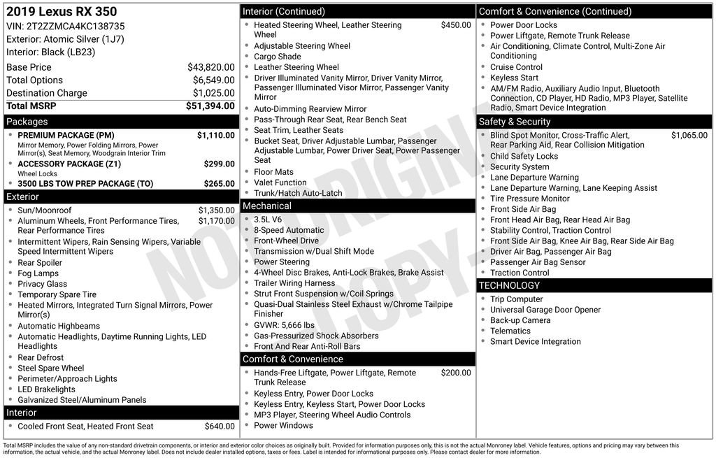 Used 2019 Lexus RX 350 FWD w/ Premium Package image 28