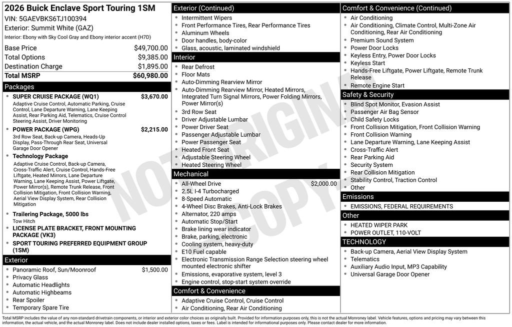 New 2026 Buick Enclave Sport Touring w/ Super Cruise Package image 6
