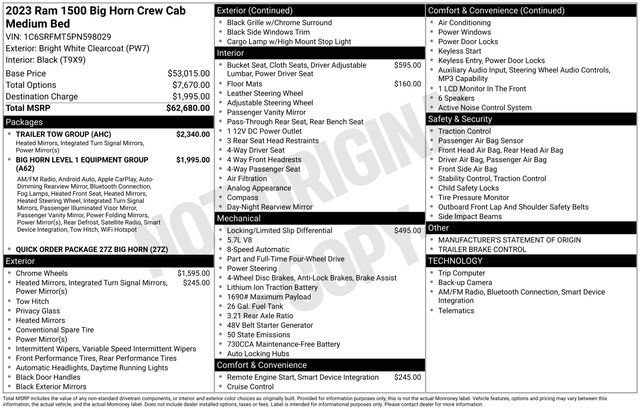 Used 2023 RAM 1500 Big Horn w/ Trailer Tow Group AWD/4WD image 5