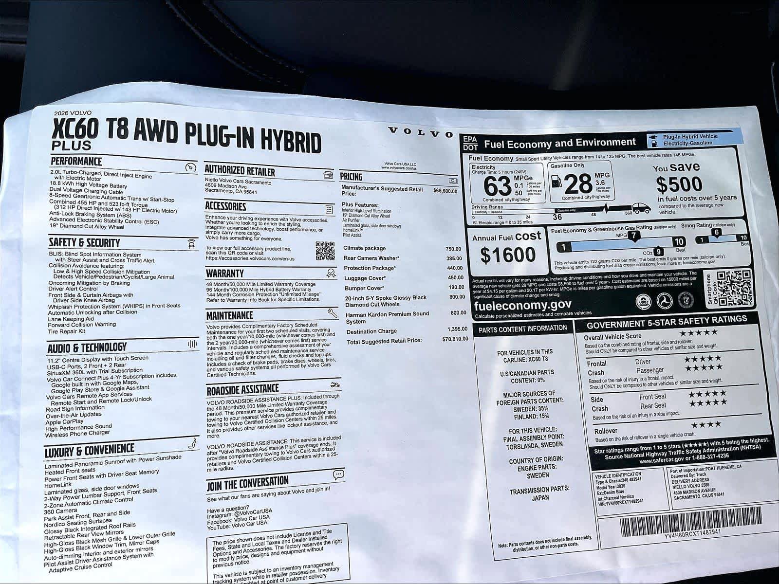 New 2026 Volvo XC60 T8 Plus w/ Climate Package AWD/4WD image 37