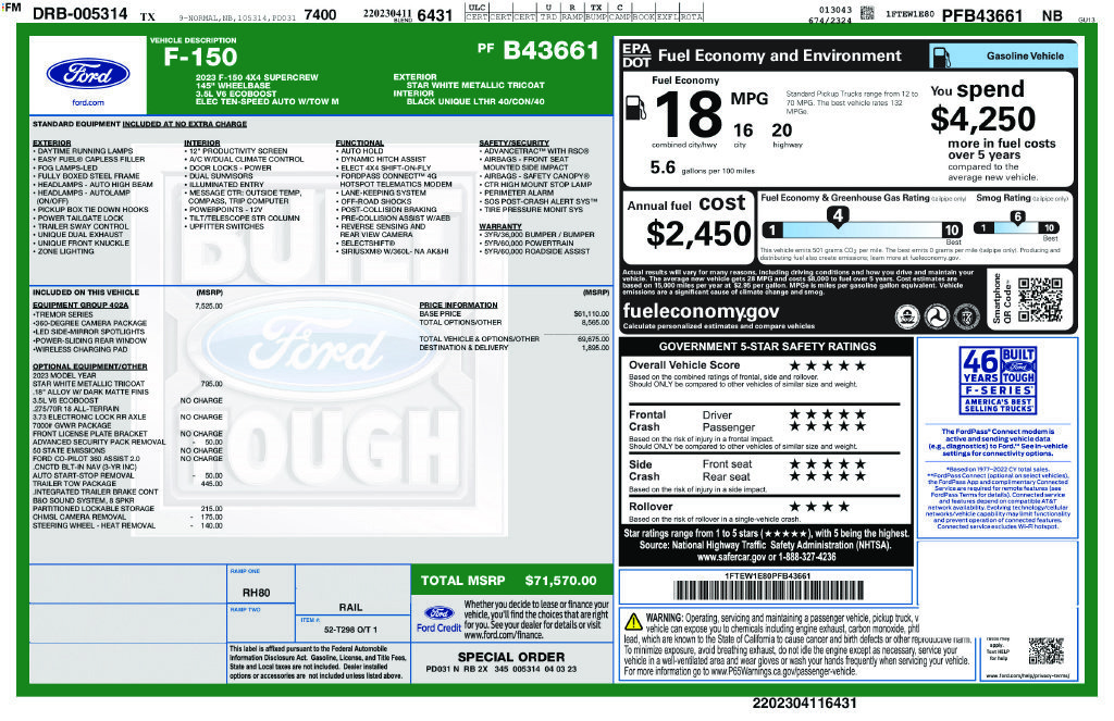Used 2023 Ford F150 Tremor w/ Equipment Group 402A High AWD/4WD image 20