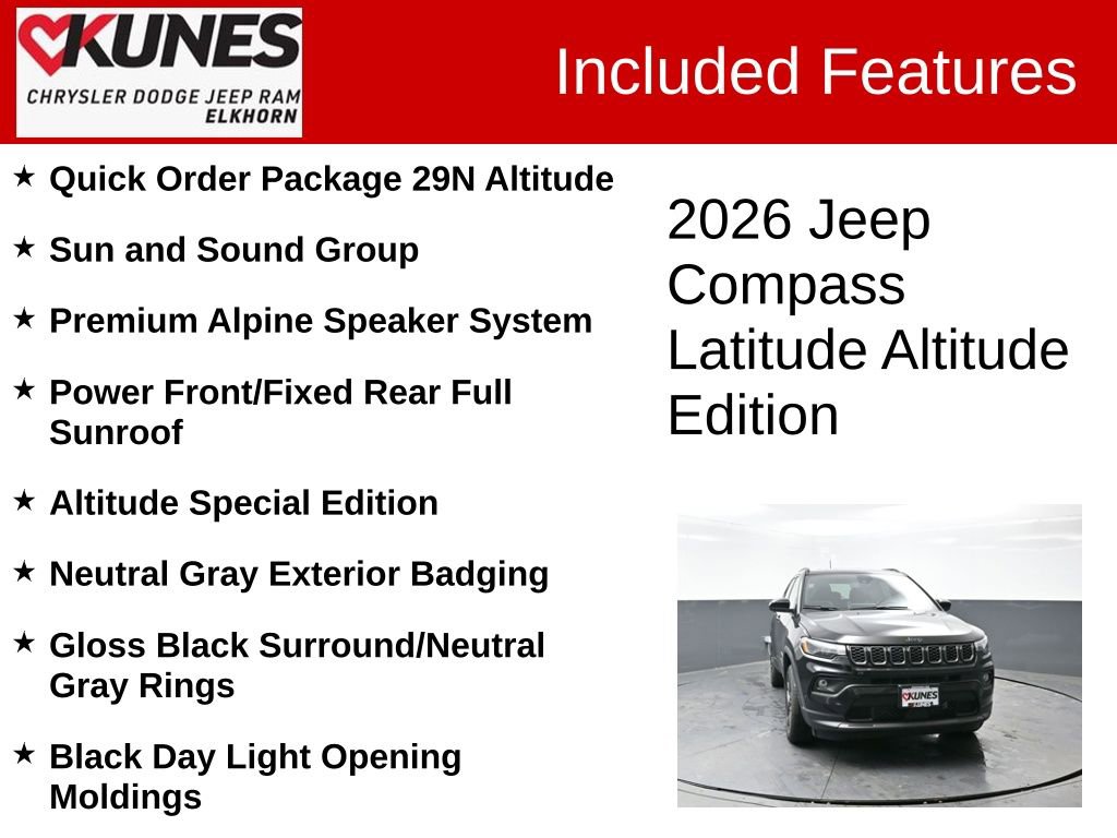 New 2026 Jeep Compass Latitude w/ Sun and Sound Group image 3