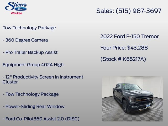 Certified 2022 Ford F150 Tremor w/ Equipment Group 402A High AWD/4WD image 8