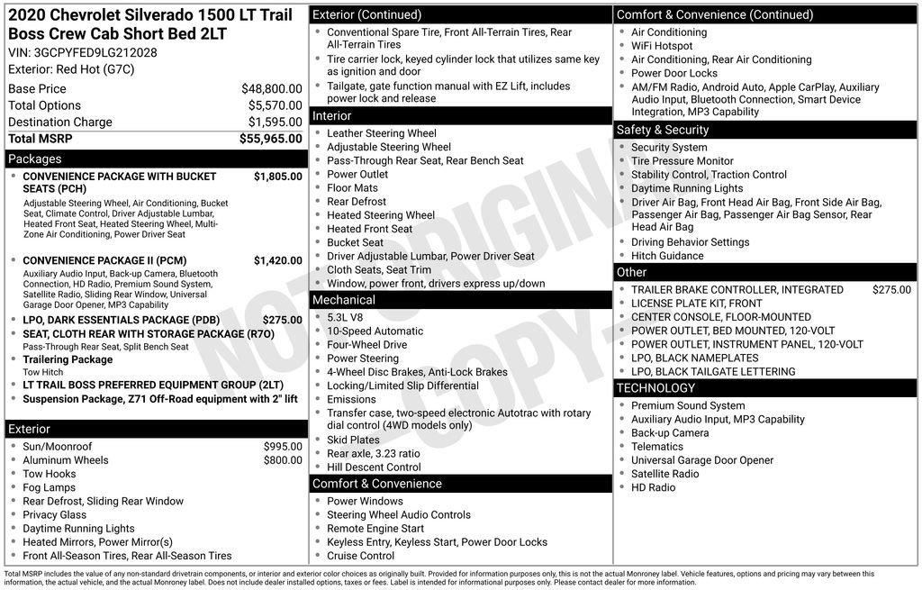 Certified 2020 Chevrolet Silverado 1500 LT Trail Boss AWD/4WD image 2
