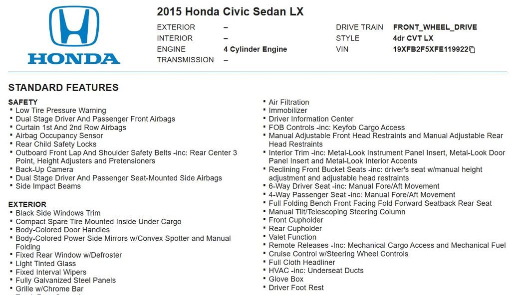 Used 2015 Honda Civic LX image 16