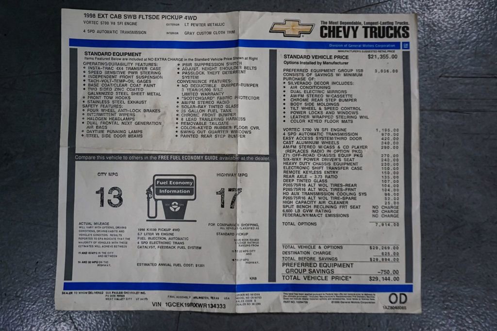 Used 1998 Chevrolet Silverado 1500 4x4 Extended Cab w/ Preferred Equipment Group 2 image 69