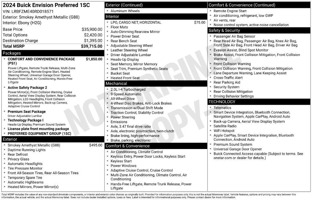 Certified 2024 Buick Envision Preferred AWD/4WD image 34