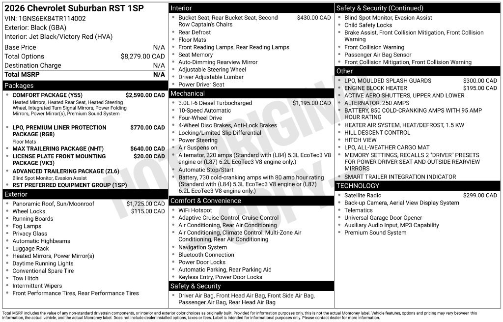 Used 2026 Chevrolet Suburban RST w/ Comfort Package AWD/4WD image 70