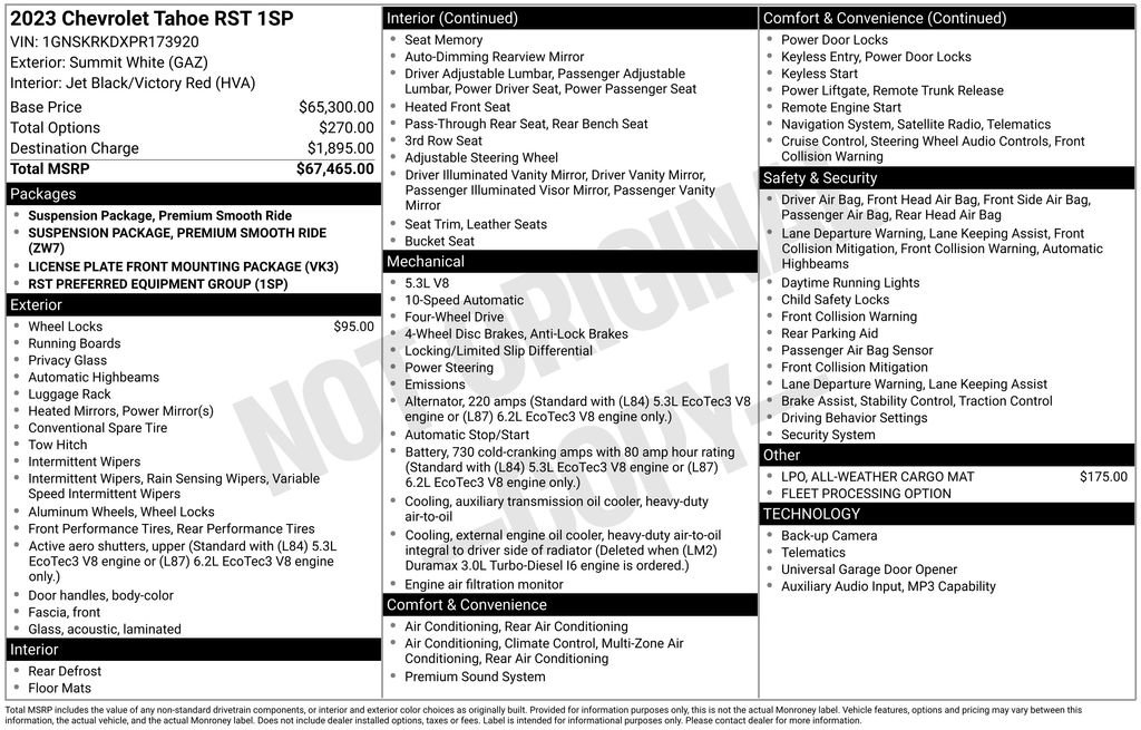 Used 2023 Chevrolet Tahoe RST AWD/4WD image 65