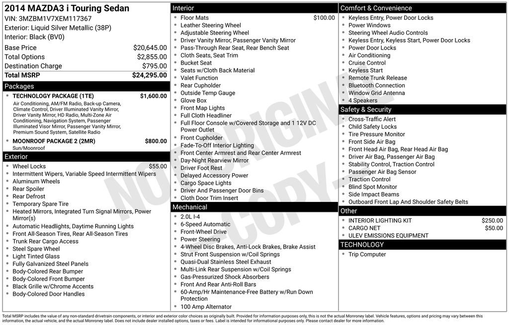 Used 2014 MAZDA MAZDA3 i Touring w/ Technology Package image 3