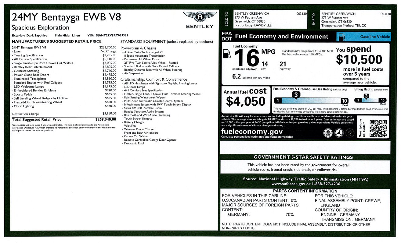 Used 2024 Bentley Bentayga Extended Wheelbase AWD/4WD image 50
