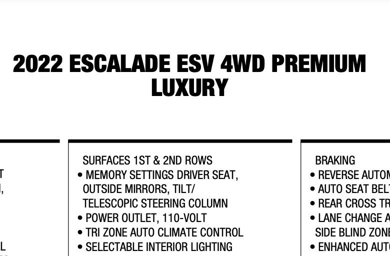 Used 2022 Cadillac Escalade ESV Premium Luxury w/ LPO, Floor Liner Package image 74