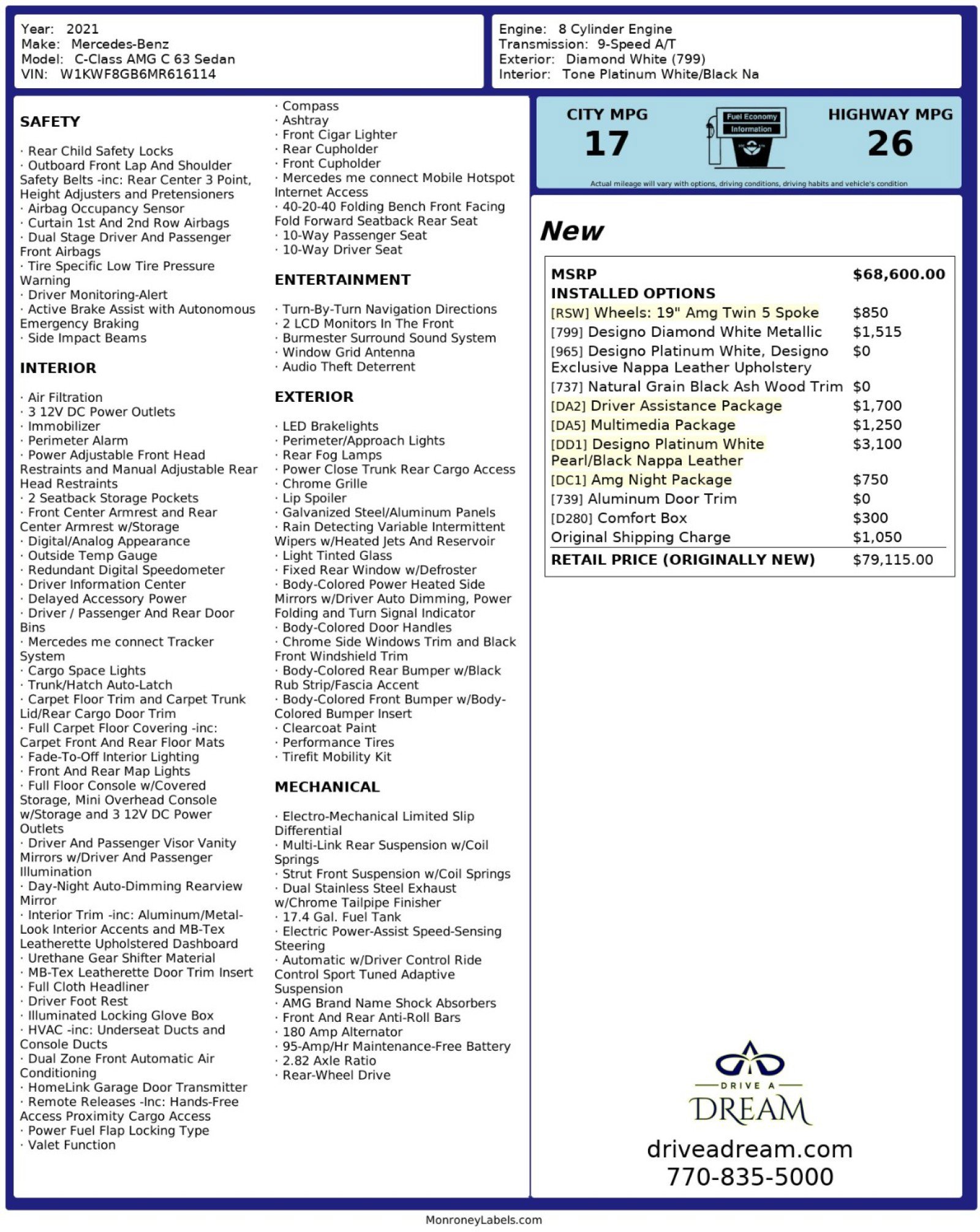 Used 2021 Mercedes-Benz C 63 AMG Sedan w/ Driver Assistance Package image 59