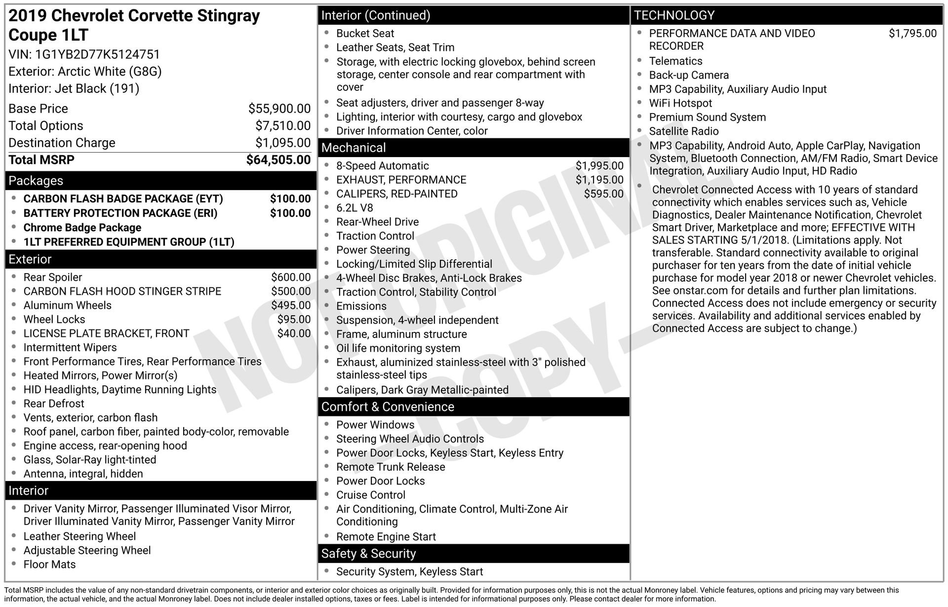 Used 2019 Chevrolet Corvette Stingray Coupe w/ Battery Protection Package RWD image 4