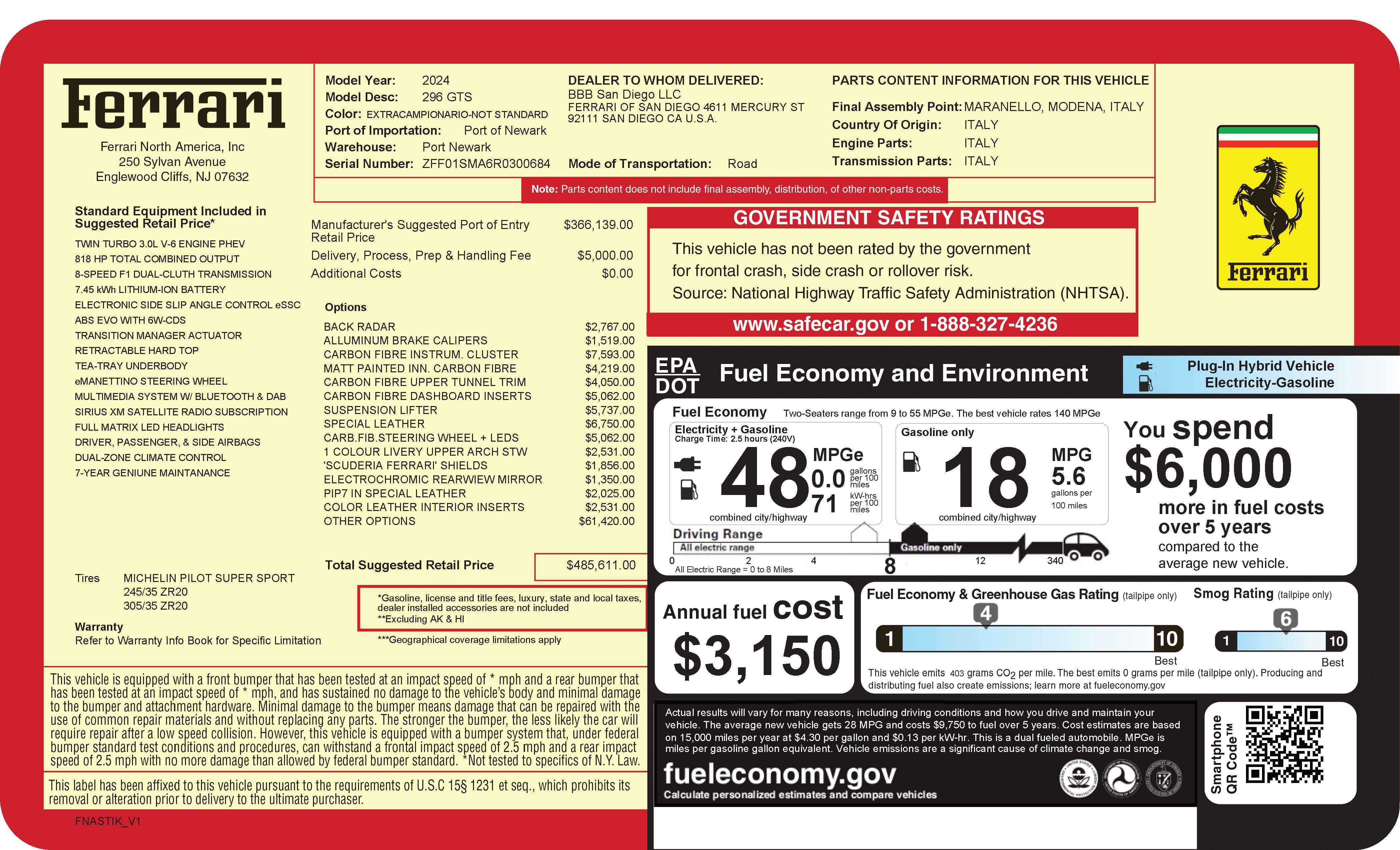 Certified 2024 Ferrari 296 GTS image 2