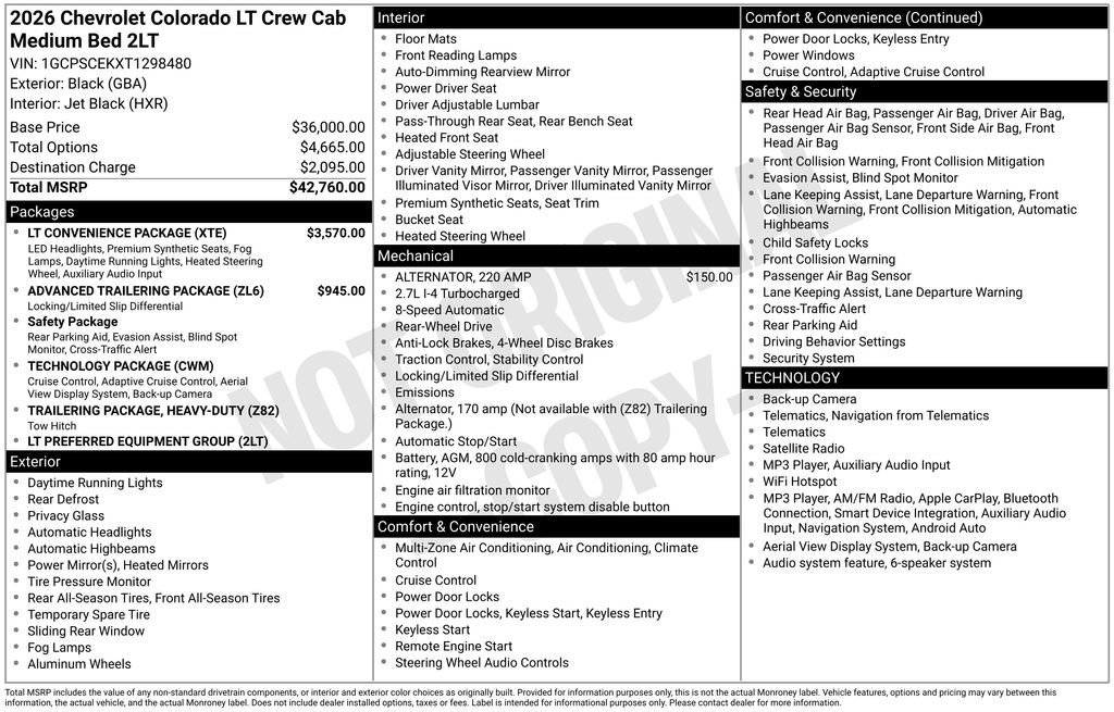 New 2026 Chevrolet Colorado LT w/ LT Convenience Package RWD image 33