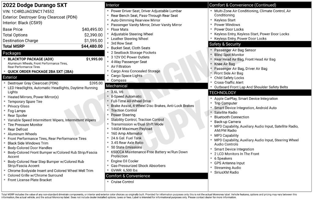 Used 2022 Dodge Durango SXT w/ Blacktop Package AWD/4WD image 39